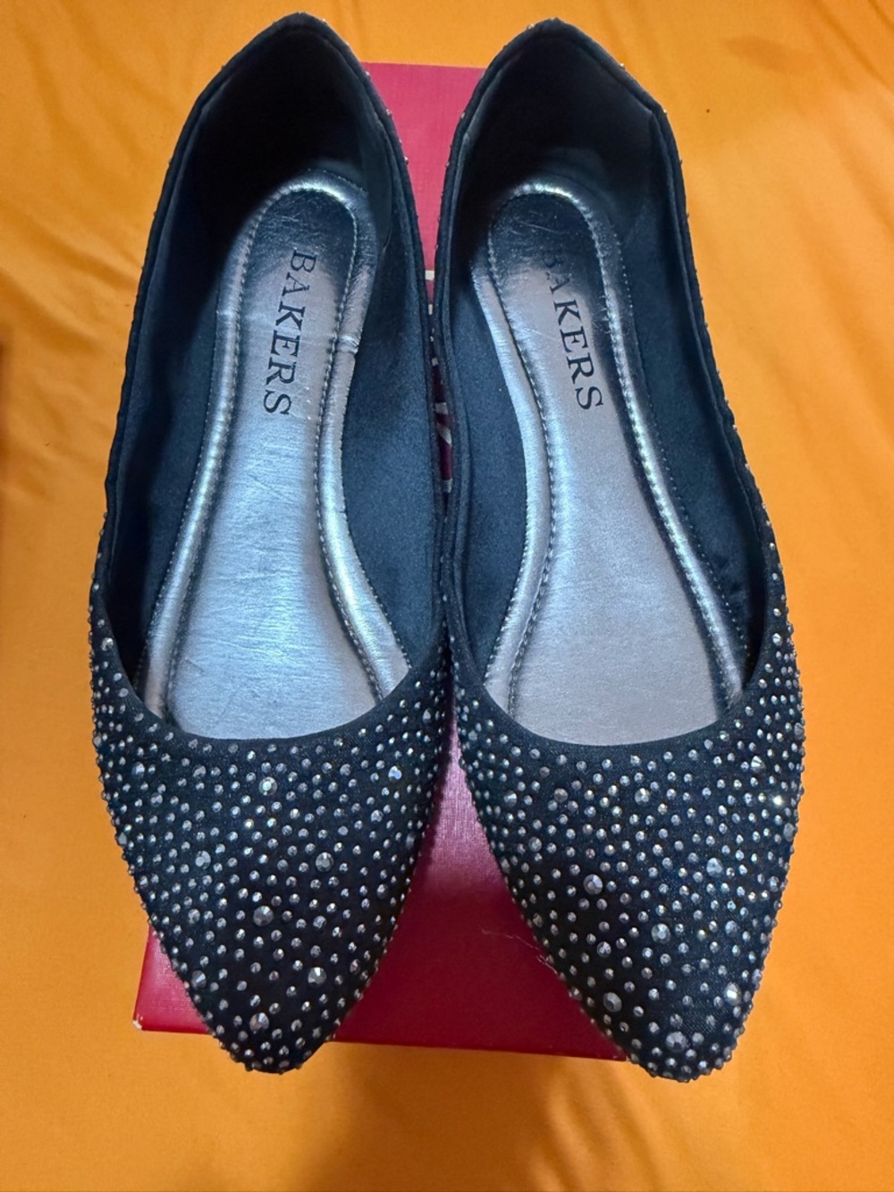Bakers Black Studded Pointed-Toe Flats